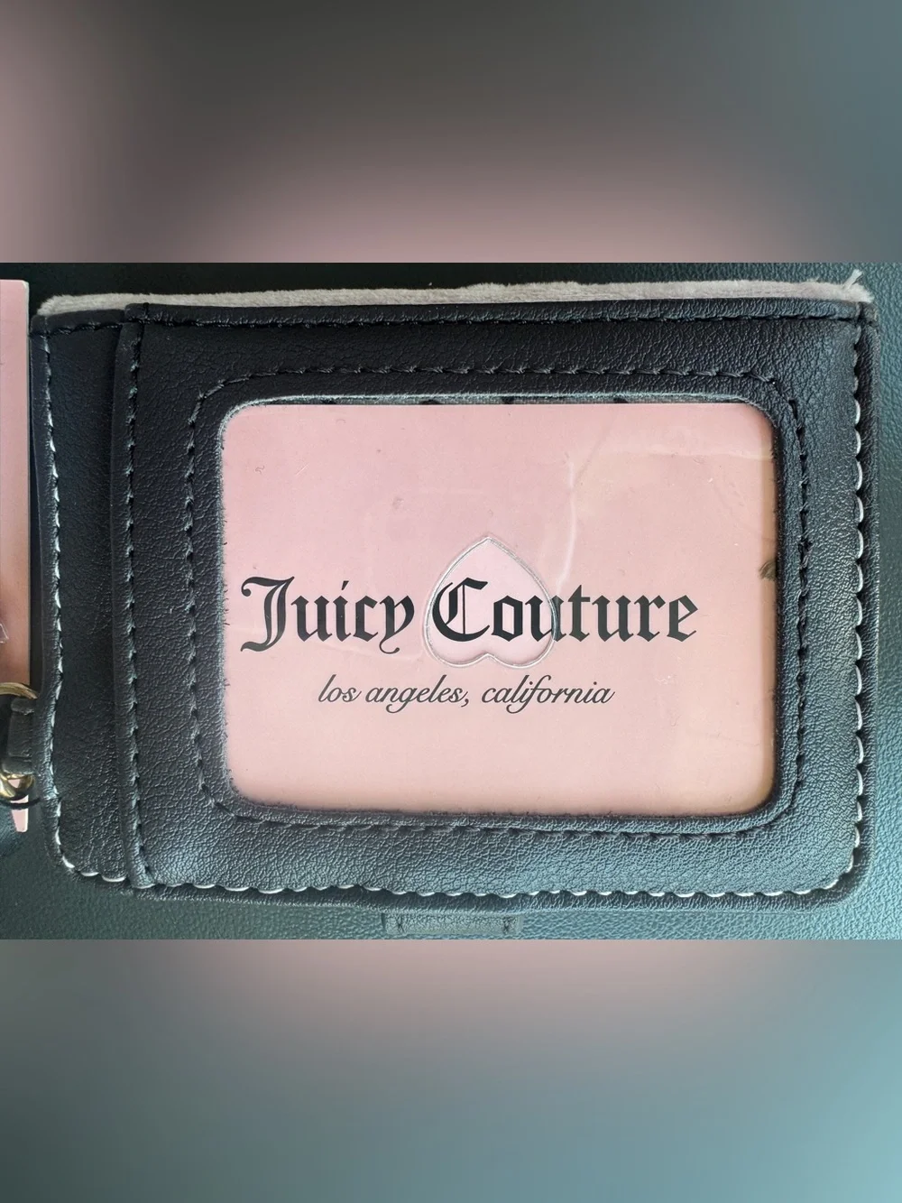 Juicy Couture Light Pink Plush Wallet with Gold Heart Charm